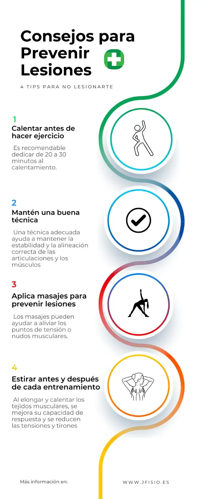 Infografía Consejos para prevenir Lesiones jfisio.es